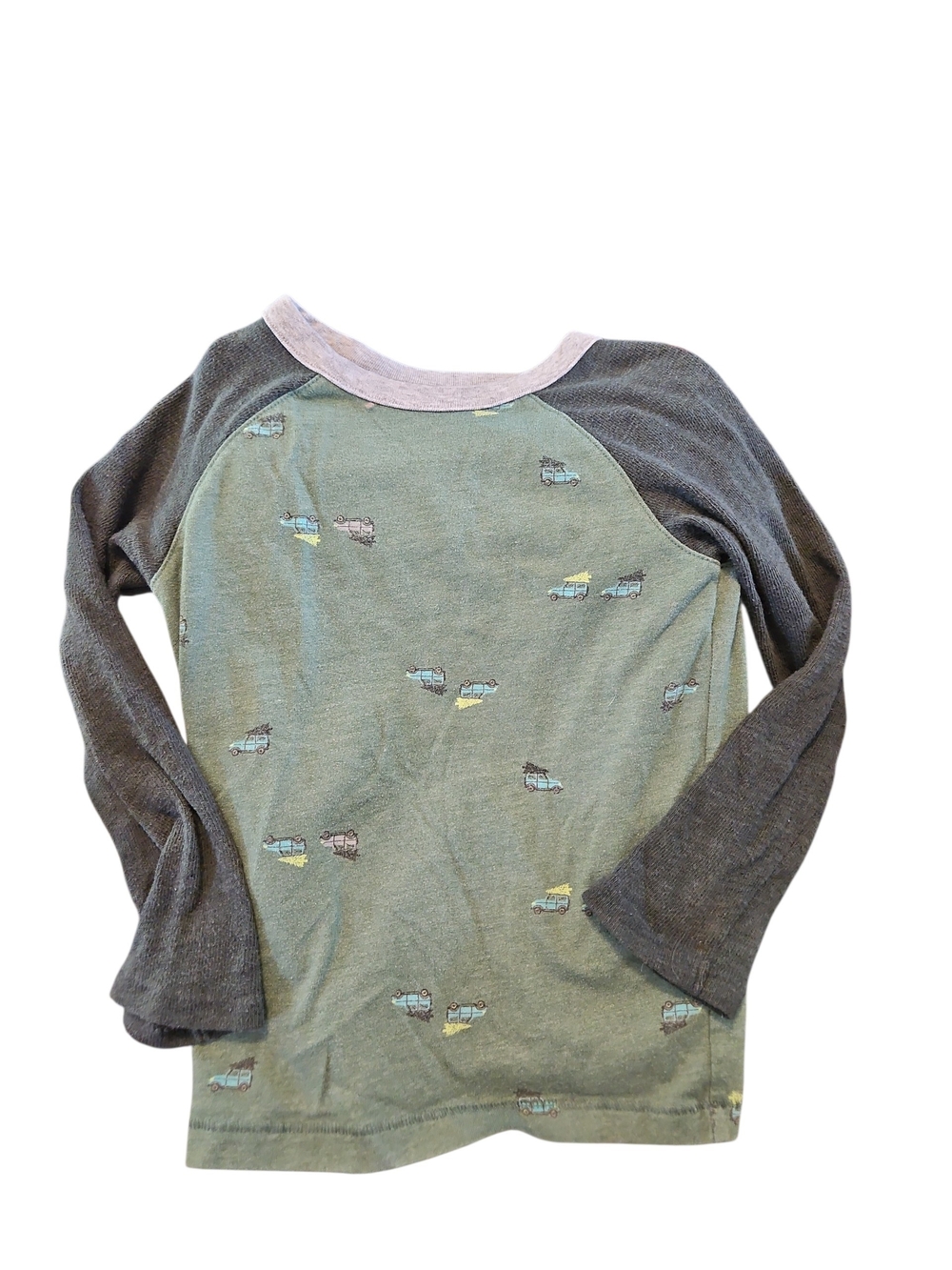 Kids Long-Sleeve Raglan Tee in Green 4x4 Car Truck Old Navy Size 5t